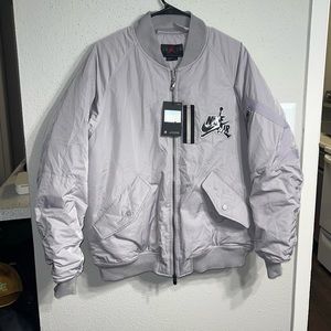 Nike Air Jordan padded flight bomber jacket fleece lined heavy Gray